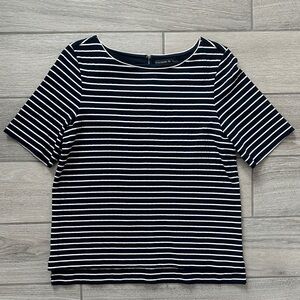 Preston & York Navy and White Striped Short Sleeve Top
